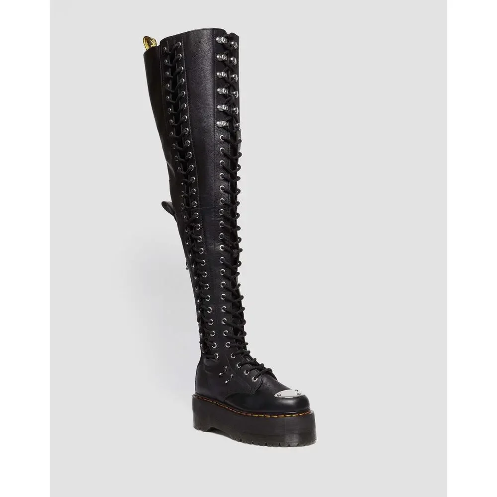 DR MARTENS WOMEN'S 5 VIRGINIA LEATHER 28-EYE EXTREME MAX THIGH HIGH BOOTS NWOB
